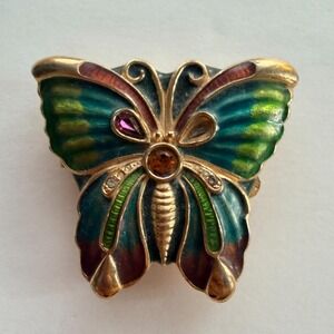Estee Lauder Solid Perfume White Linen Green Enamel Butterfly